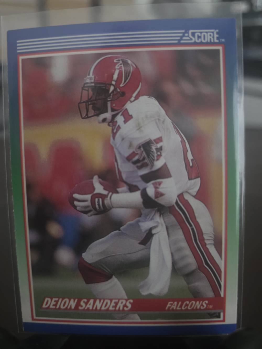 Score Deion Sanders Football Trading Card - Red, White